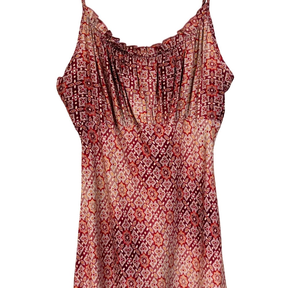 Rampage Geometric Medallion Print Ruffle Slip Dress Midi Small, grunge, indie - Picture 4 of 6